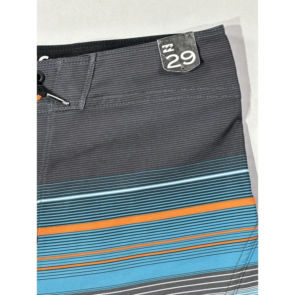 Billabong Platinum X Board Shorts Mens 29 Striped Swim Trunks Gray Orange‎